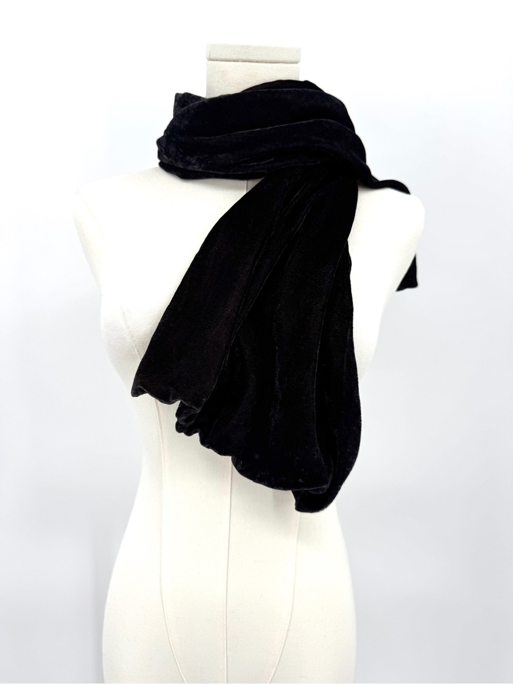 Velvet Black Scarf silk backing Women Accessories quiet luxury